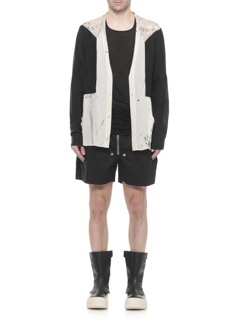 Rick Owens Ivory Printed Black Long Sleeve Shirt