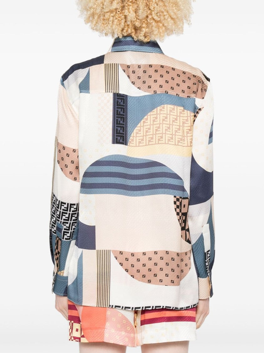 Fendi Silk Jacquard Crêpe Short-Sleeved Shirt