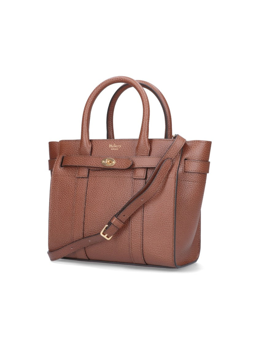 Mulberry Brown Zipped Bayswater Hammered Leather Shoulder Bag