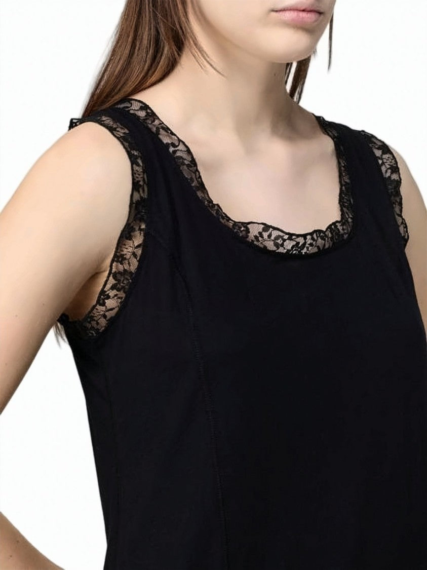 Our Legacy Black Midi Dress With Lace Trim