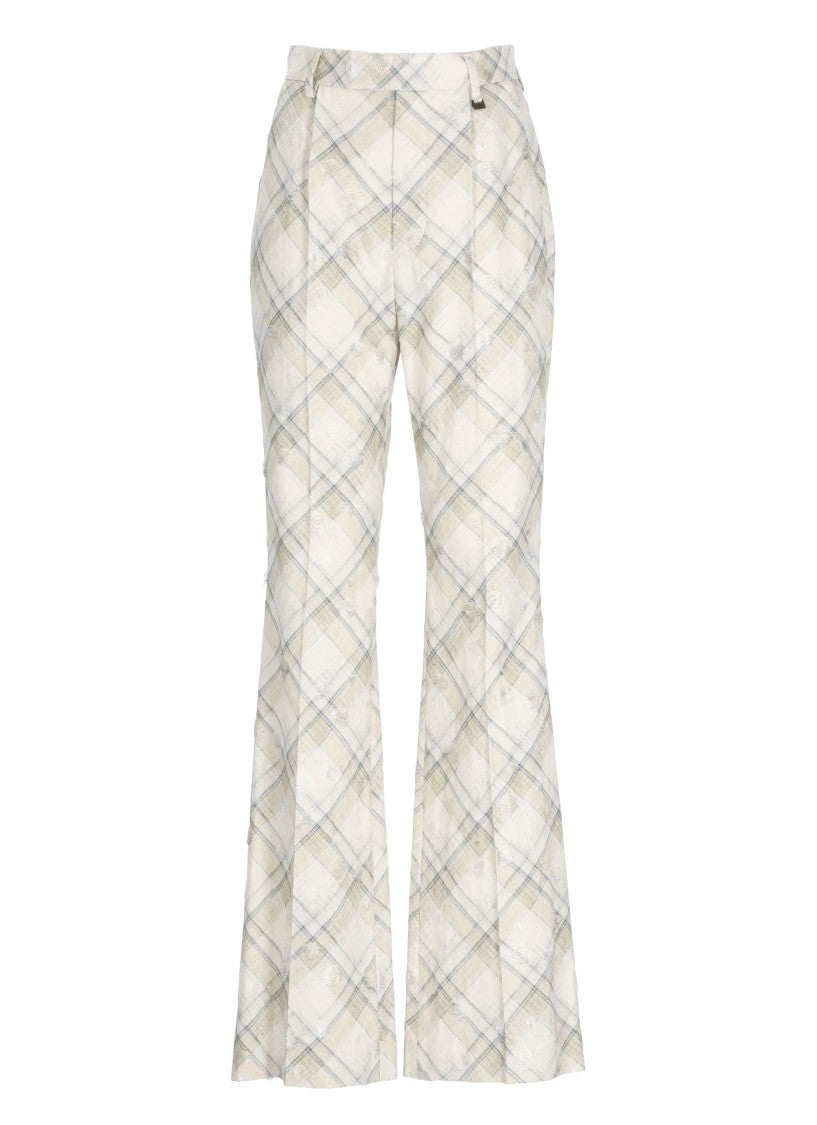 Vivienne Westwood Ivory Ray Palazzo Checked Flared Pants