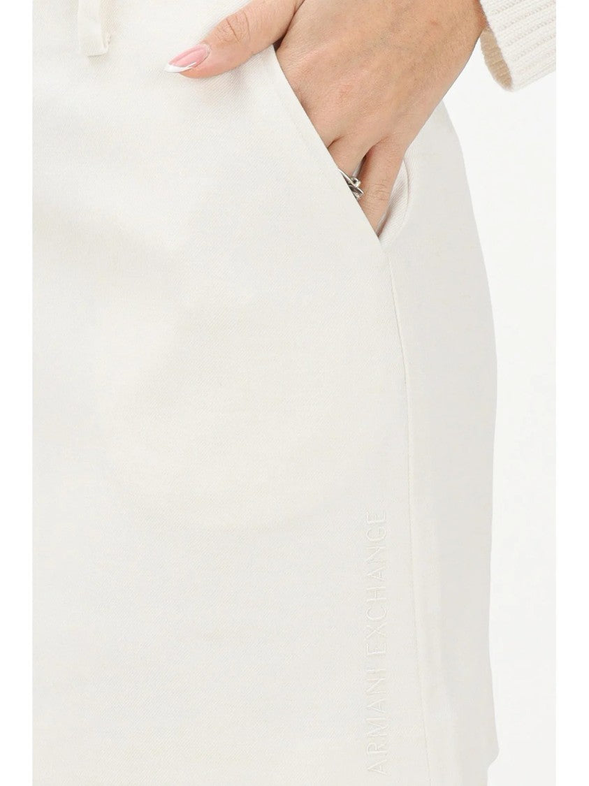 Armani Exchange Textured White Mini Skirt With Zip Closure And Side Pockets
