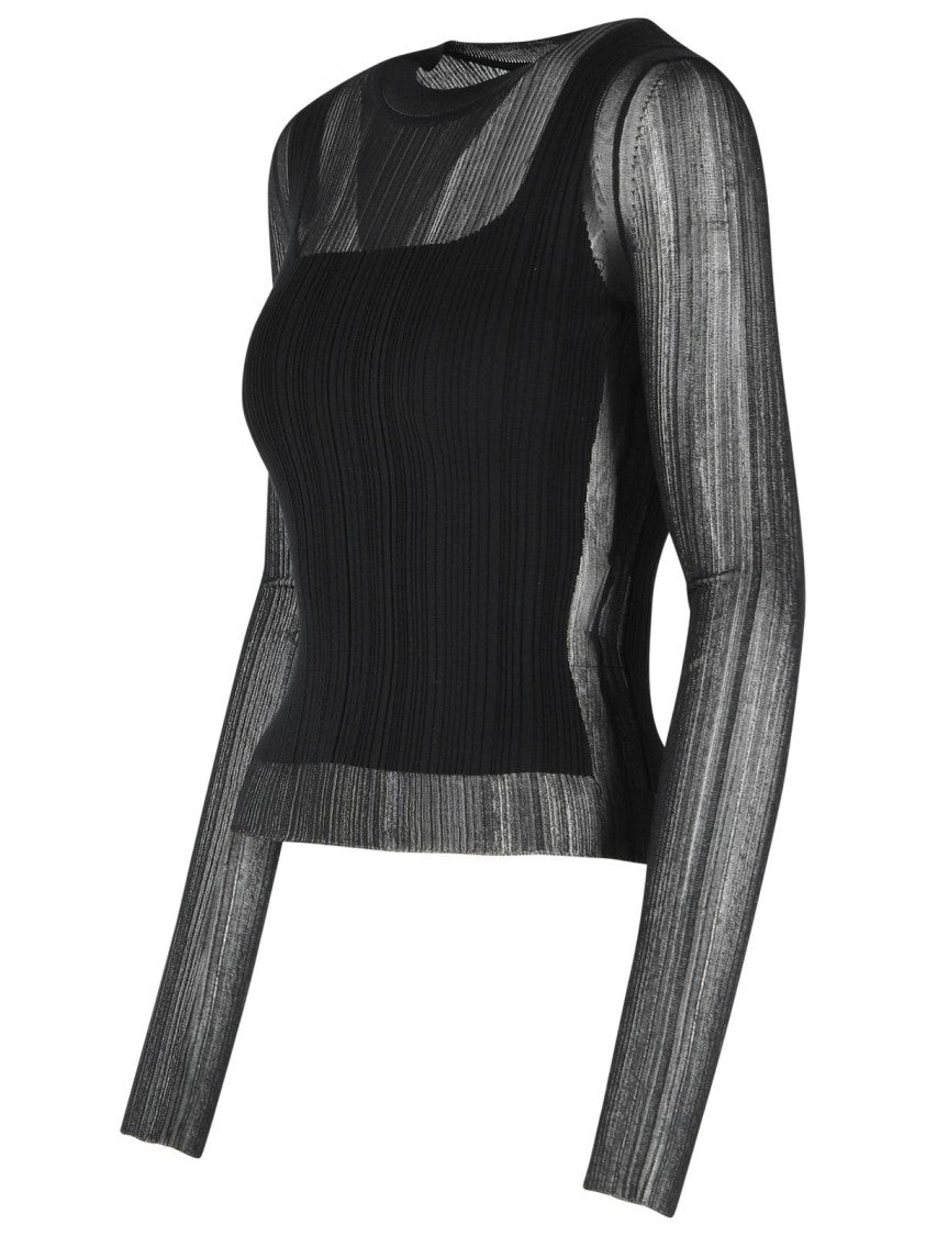 Sportmax 'Buono' Trompe L'oeil Sweater In Black Viscose Blend