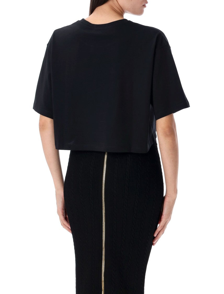 Balmain Cropped Logo Tee
