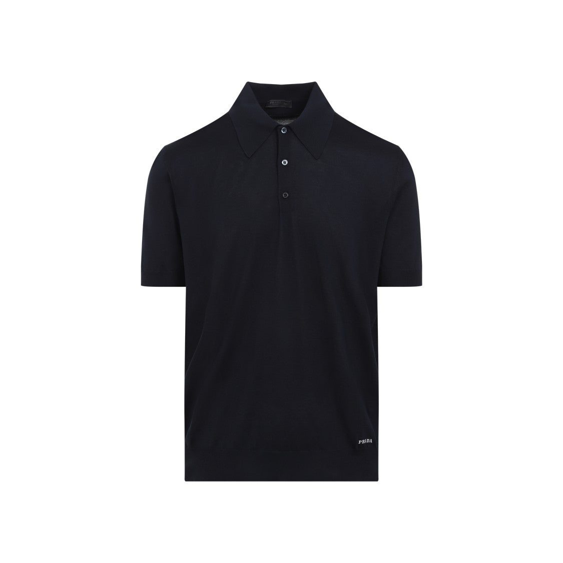 Prada Blue Silk Polo With Classic Collar
