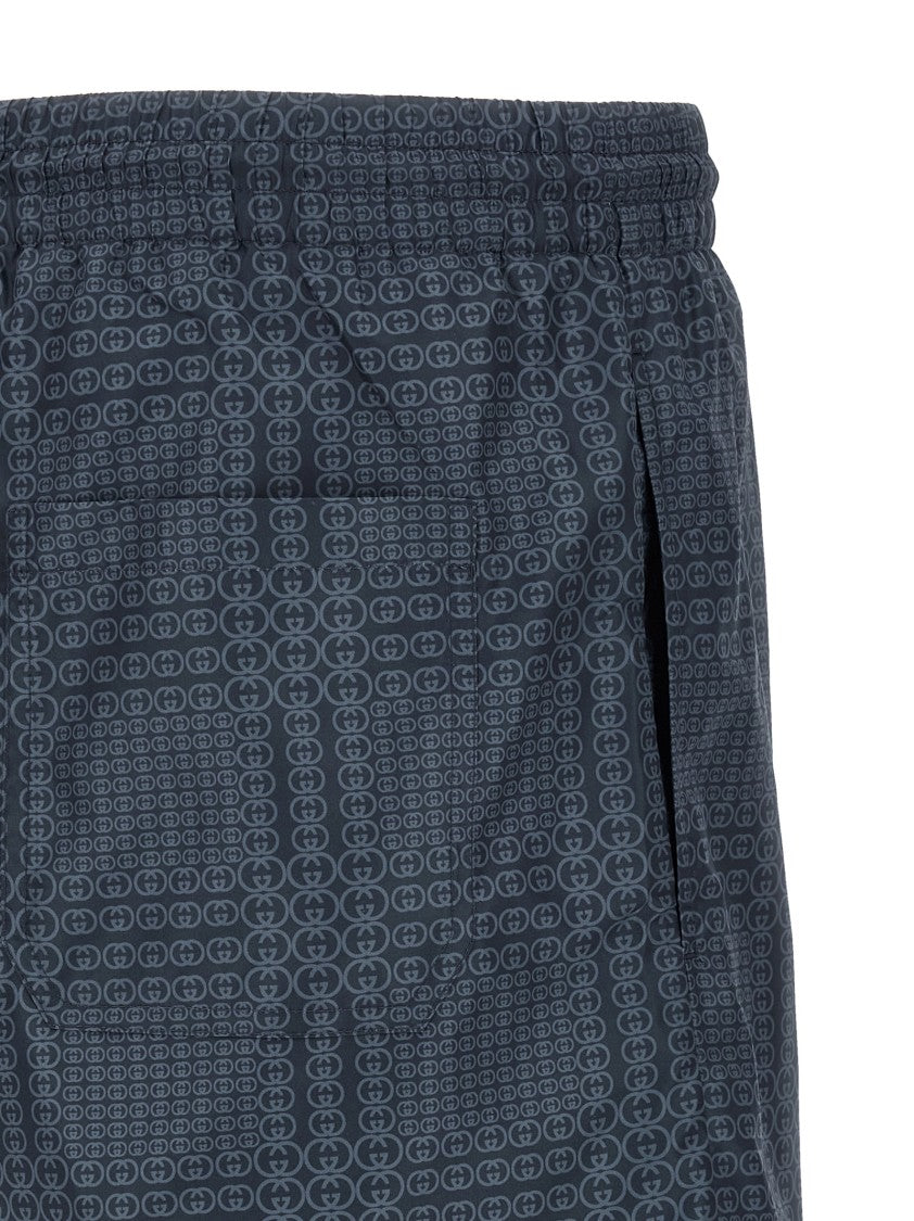 Gucci 'Incrocio Gg' Print Technical Poplin Swimsuit