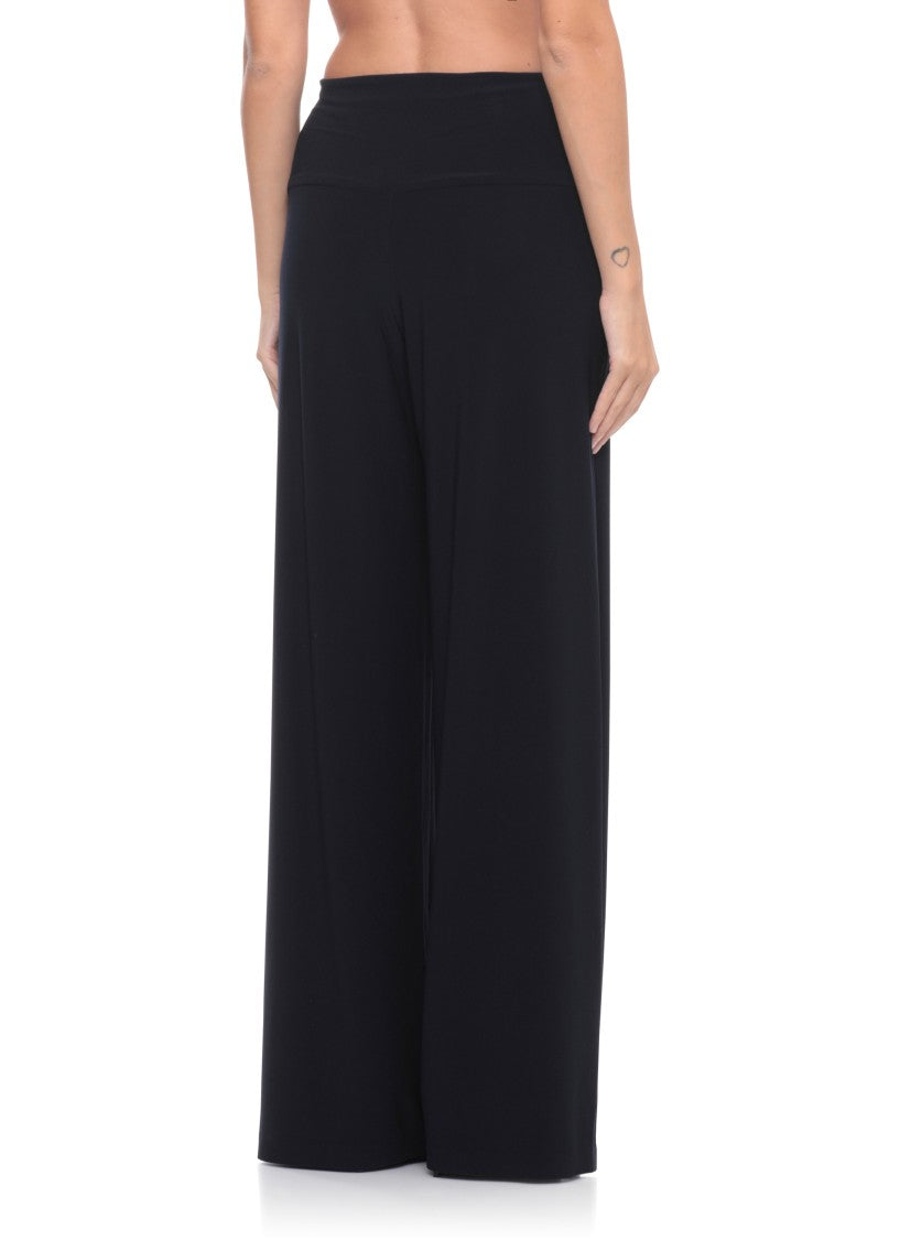 Norma Kamali Blue Elastic Waist Straight-Leg Pants