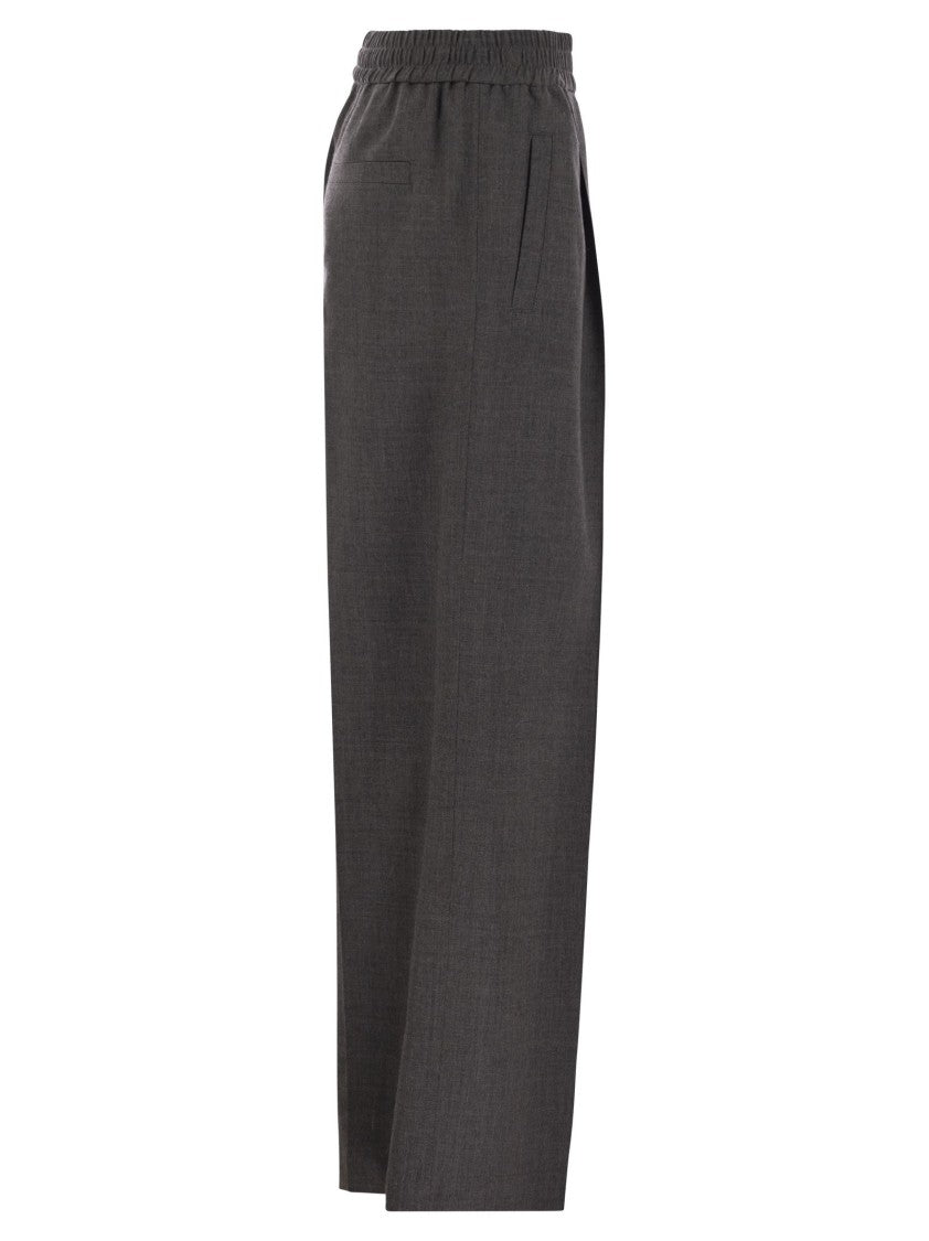Brunello Cucinelli Loose Track Trousers In Virgin Wool Organza
