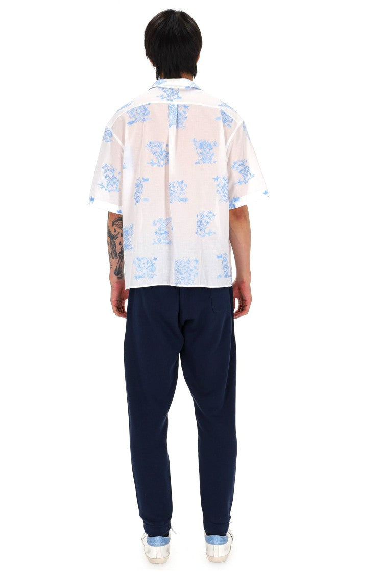 Kenzo Cartoon Hawaiian Embroidered Cotton Casual Shirt