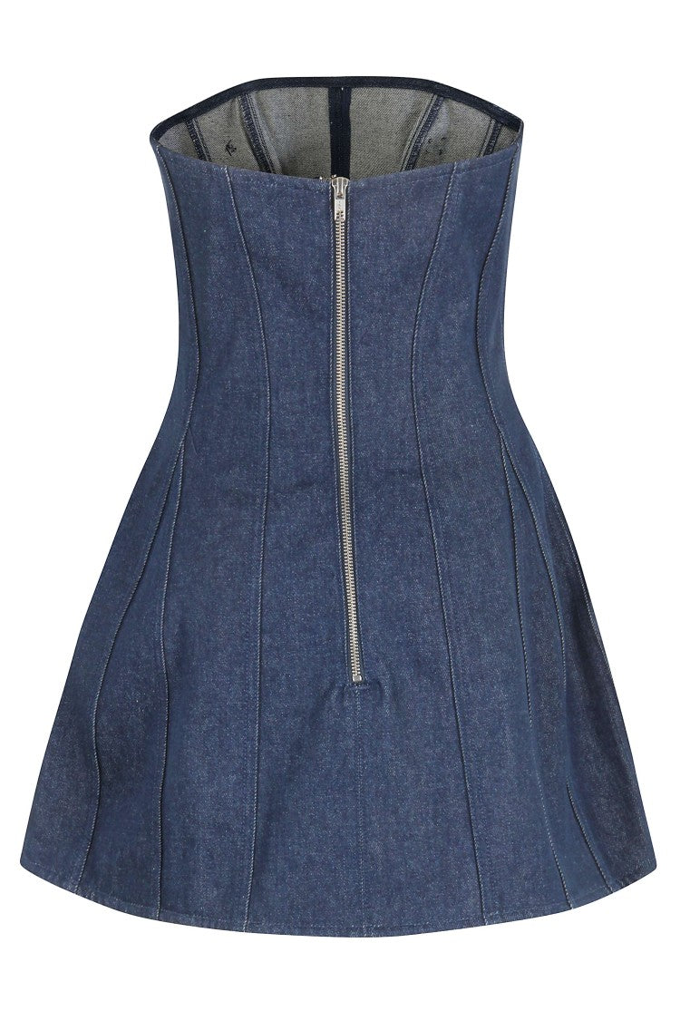 David Koma Indigo Mini Dress With Silver Jewel Appliques