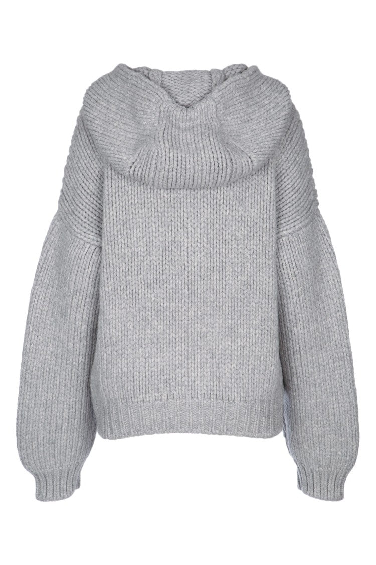 Sportmax Relaxed-Fit Grey Sweater With Hood