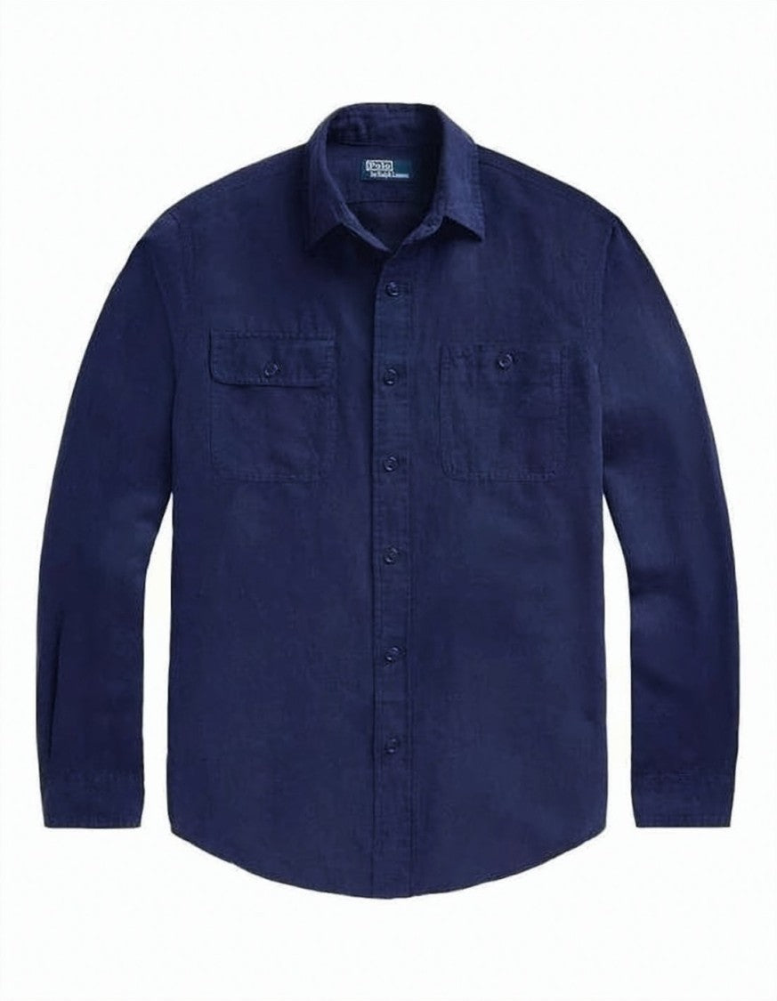 Polo Ralph Lauren Navy Long-Sleeve Shirt With Classic Collar