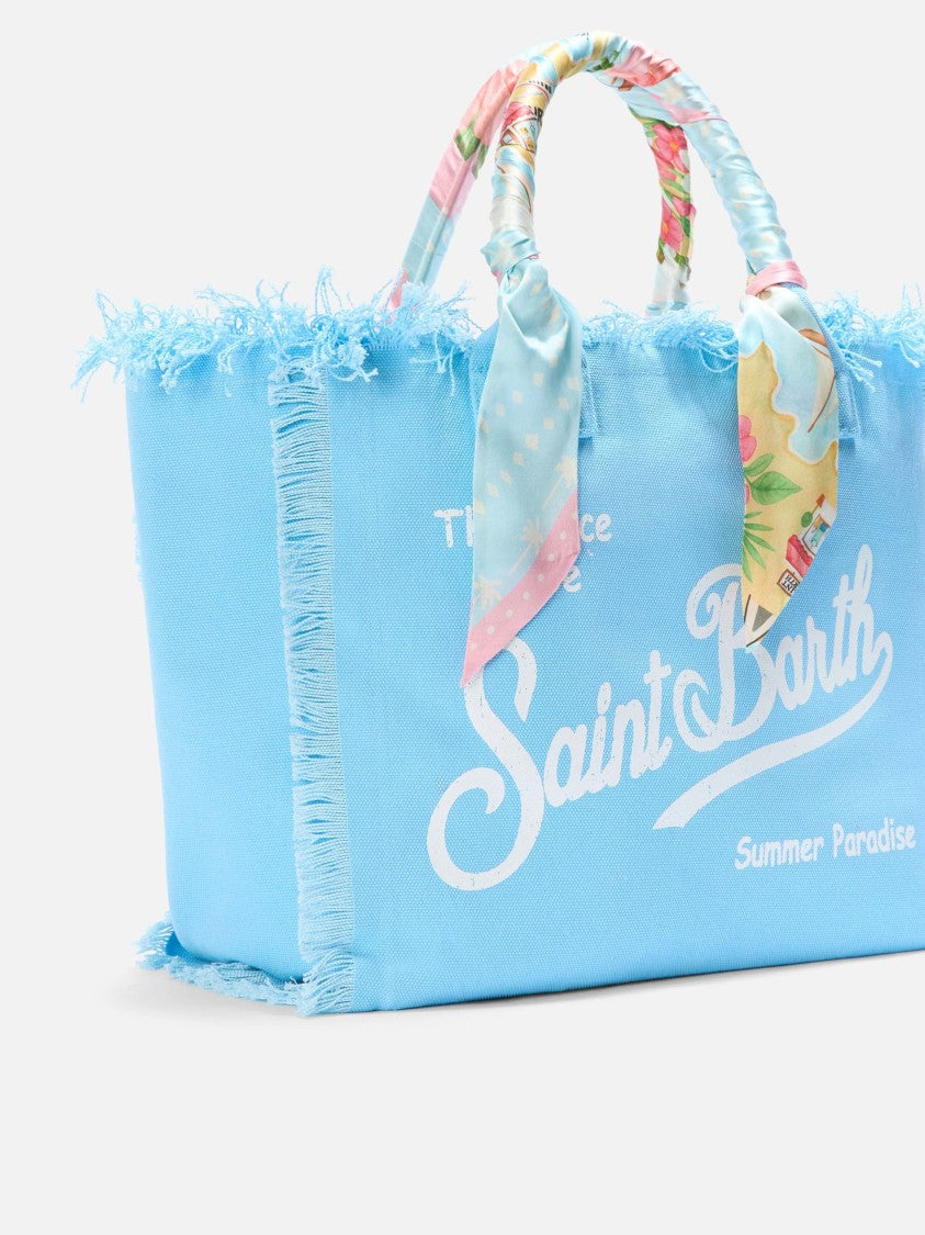 Mc2 Saint Barth Frayed Edge Light Blue Tote Bag