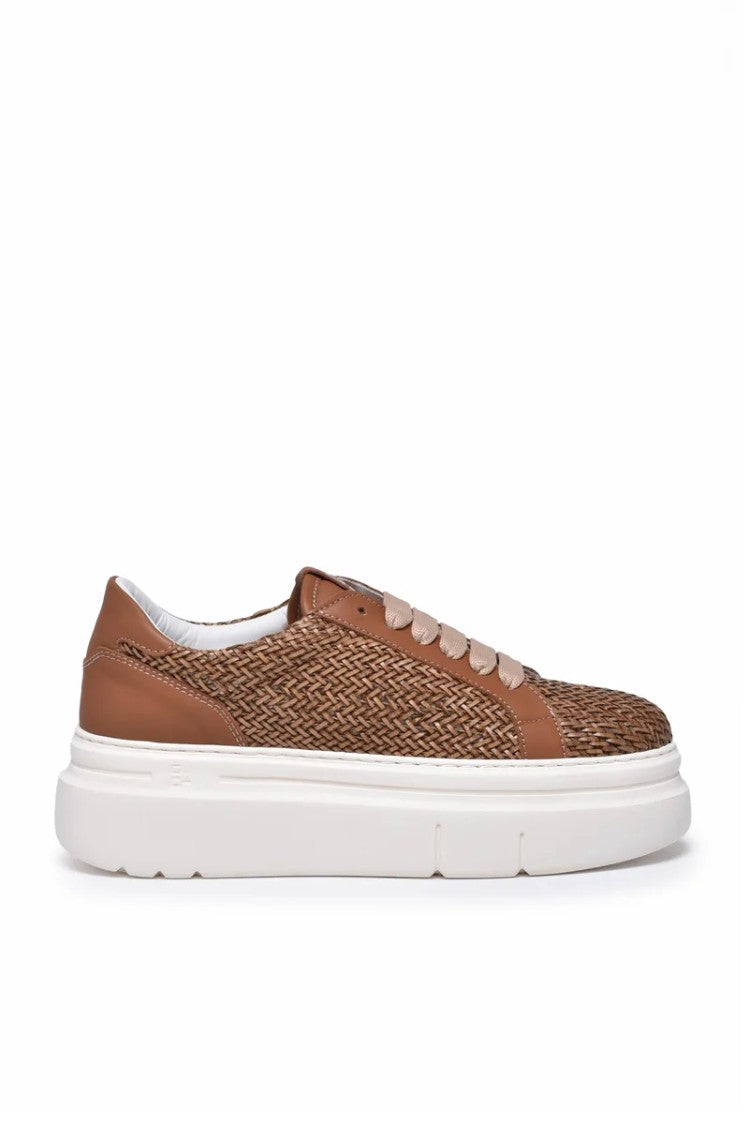 Gio + Leather Wedge Sneakers - Brown