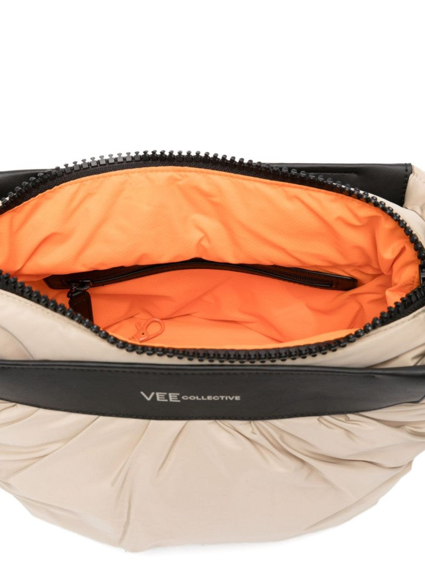 Veecollective Beige Clutch With Ruched Nylon
