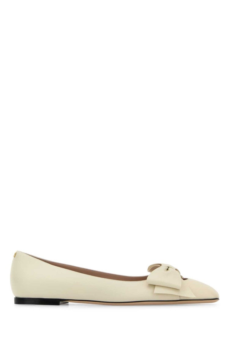 Valentino Garavani Ivory Leather Bowow Ballerinas