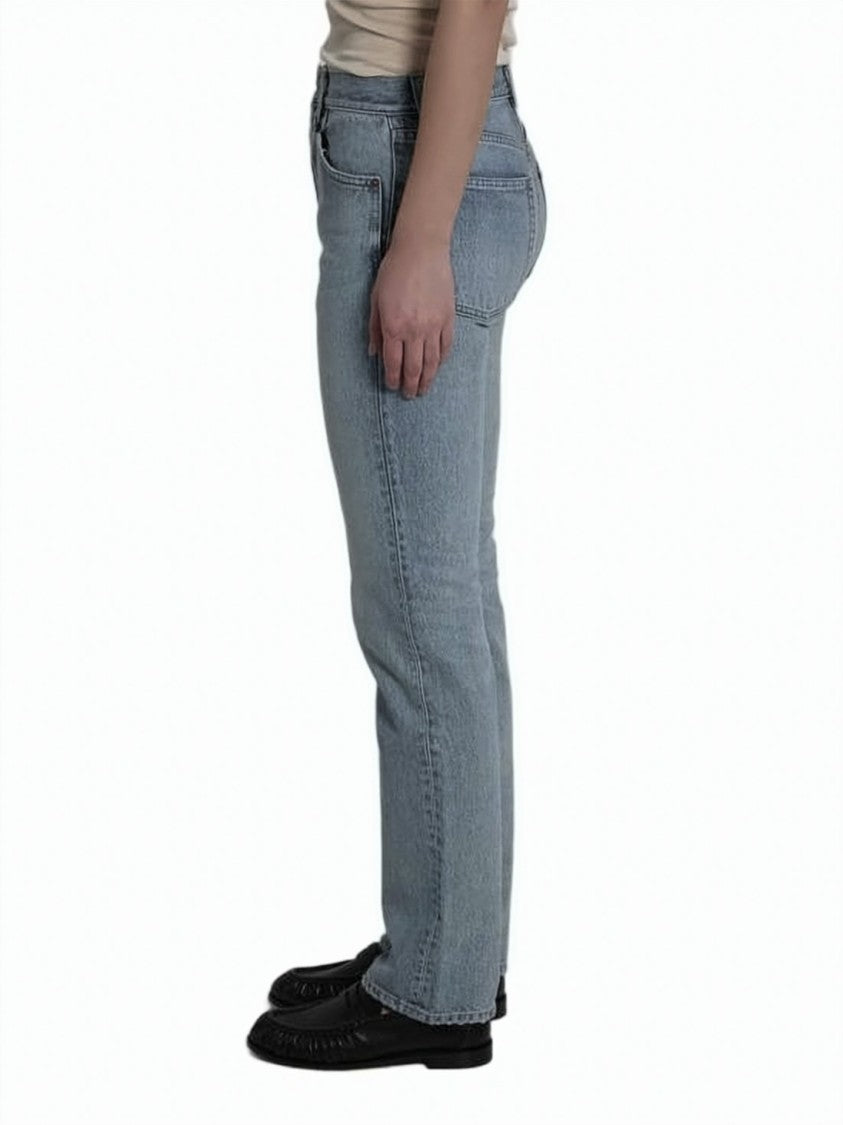 Saint Laurent Light Blue Straight-Leg Denim Pants