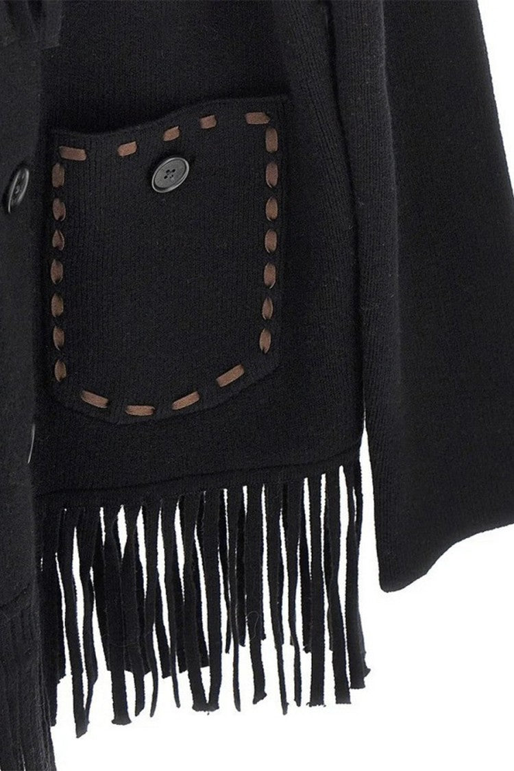 Guest In Residence Black Western Fringe Wool-Blend Jacket