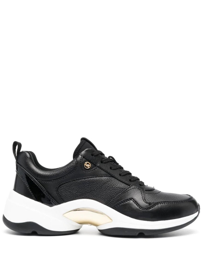 Michael Kors Orion Black Leather Trainers With Textured Finish