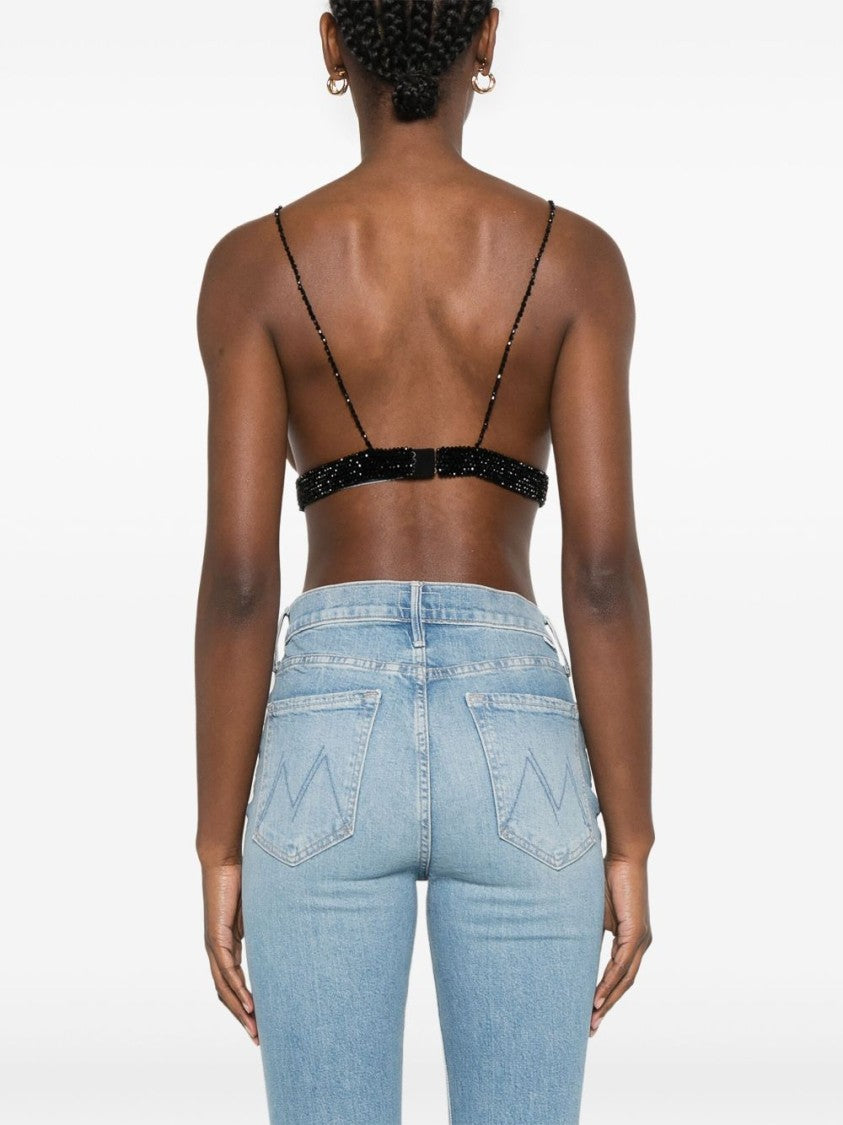Golden Goose Beaded Mesh Bralette With Spaghetti Straps