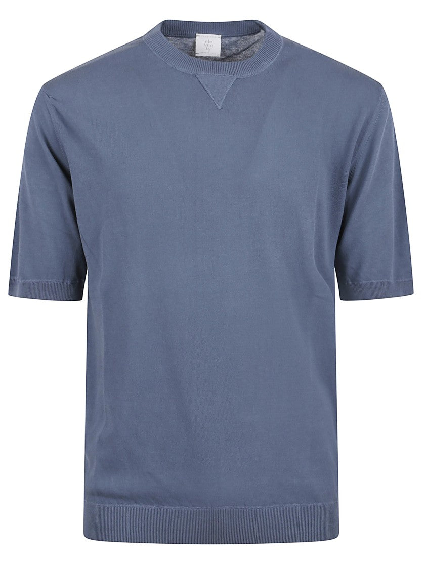 Eleventy Short-Sleeved Crew Neck Sweater With Textured Finish