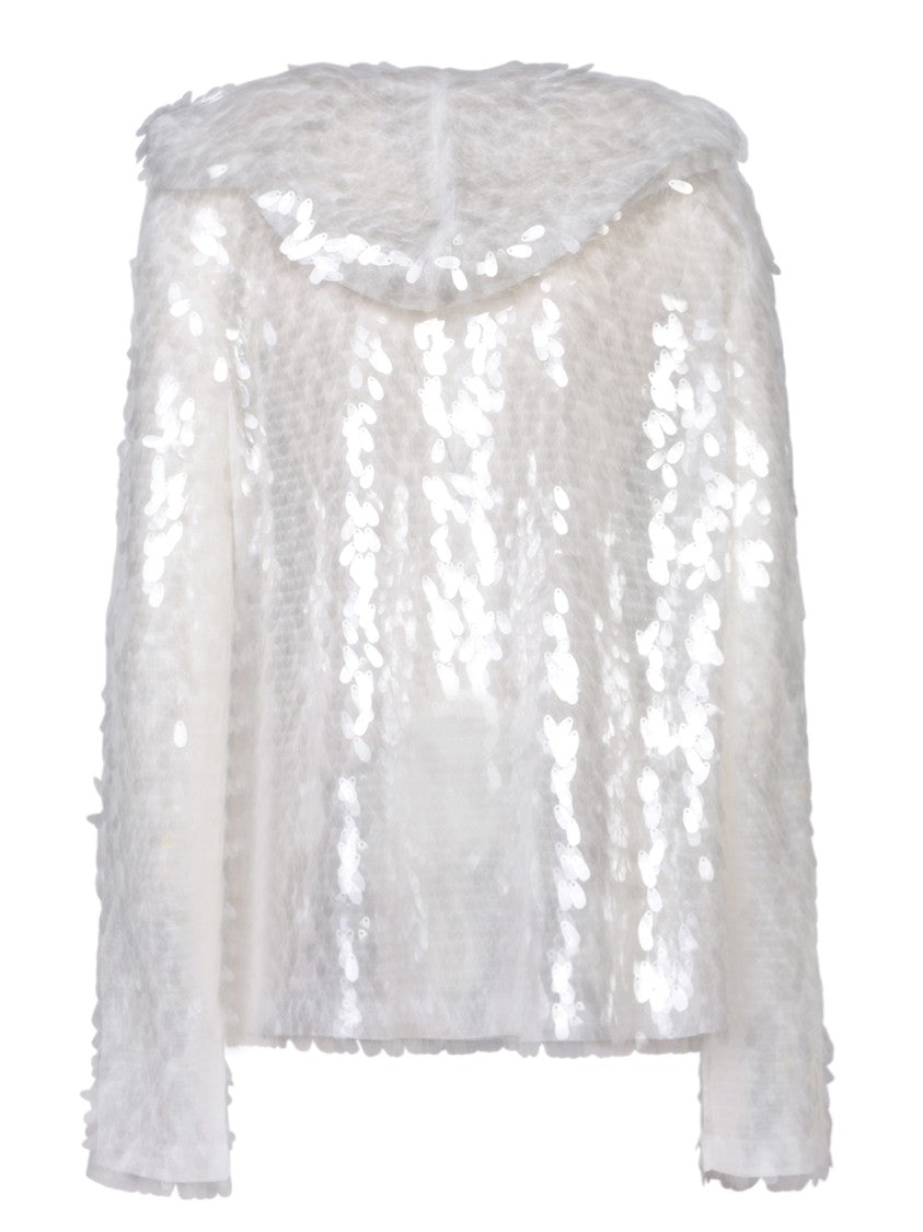 Norma Kamali Shimmering Sequined Hooded Top