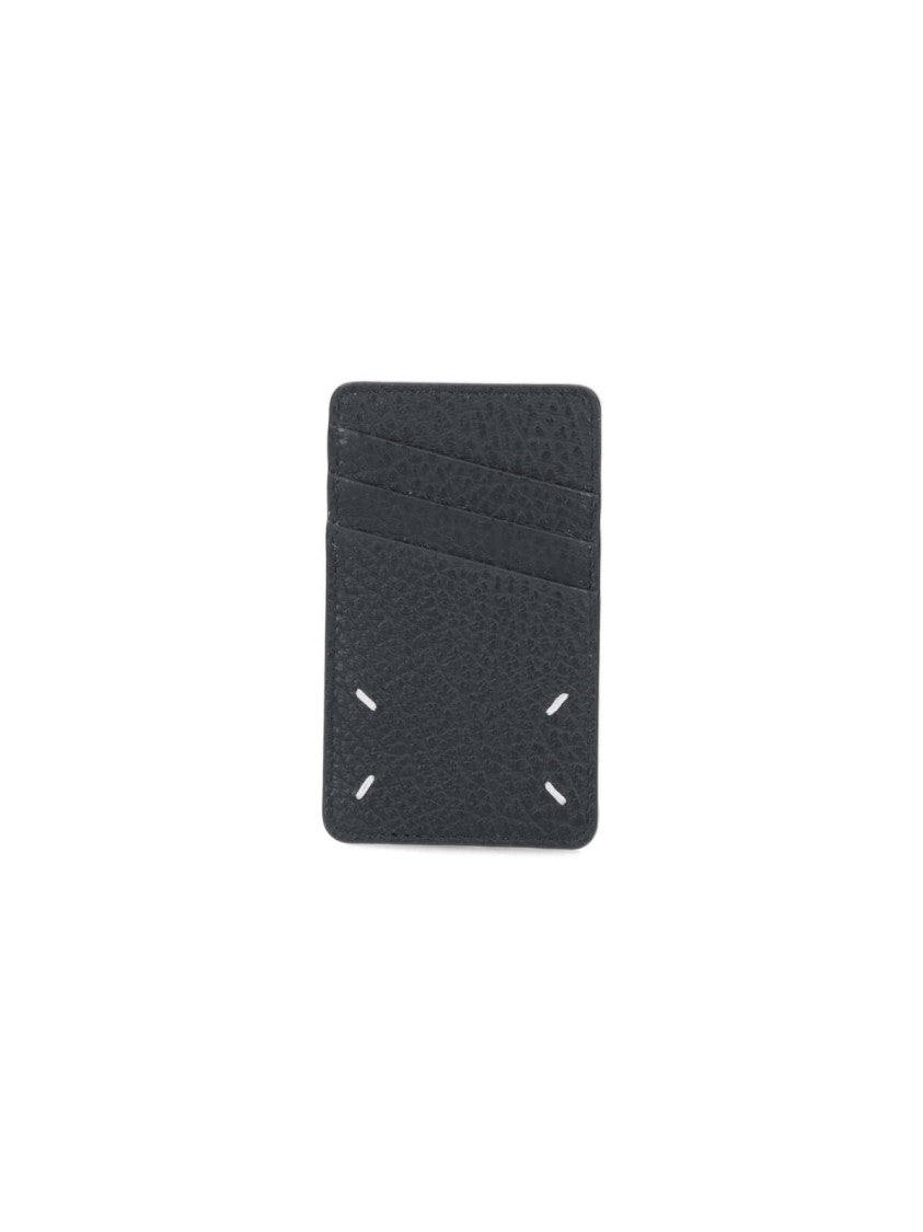 Maison Margiela Compact Textured Black Wallet With Signature Logo