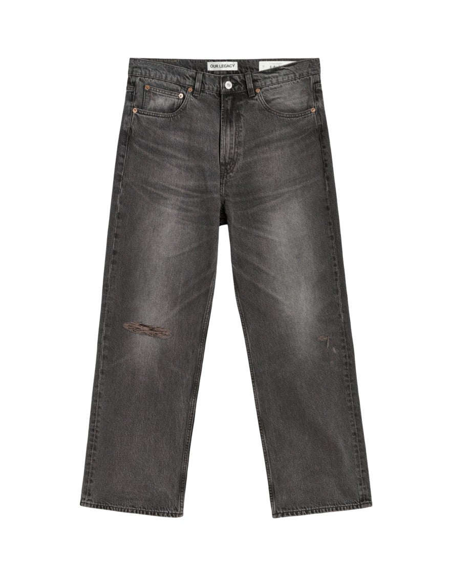 Our Legacy Relaxed-Fit Distressed Jeans In Washed Black-Gray Denim