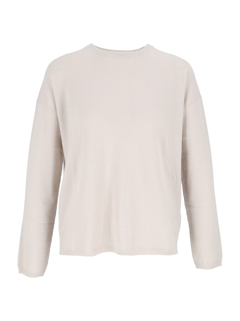 Allude Beige Cashmere Crew Neck Sweater