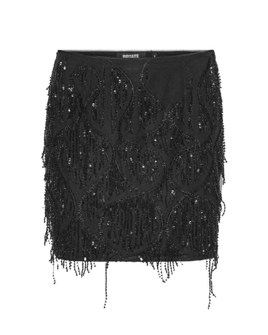 Rotate Black Sequined Mini Skirt