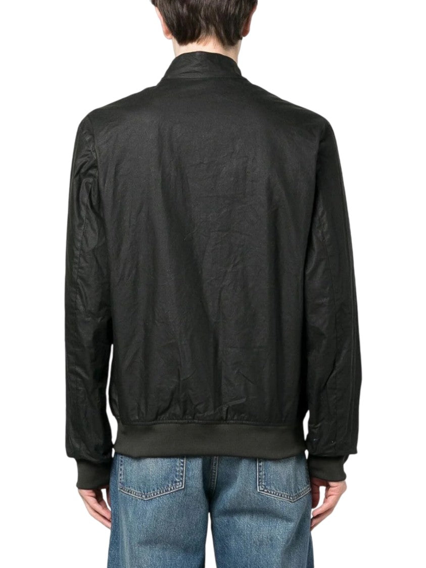 Barbour High-Collar Black Jacket With Front Zipper