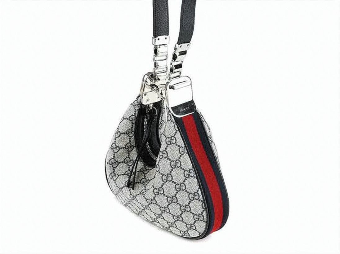 Gucci Crescent-Shaped Monogram Shoulder Bag With G-Shaped Clasp