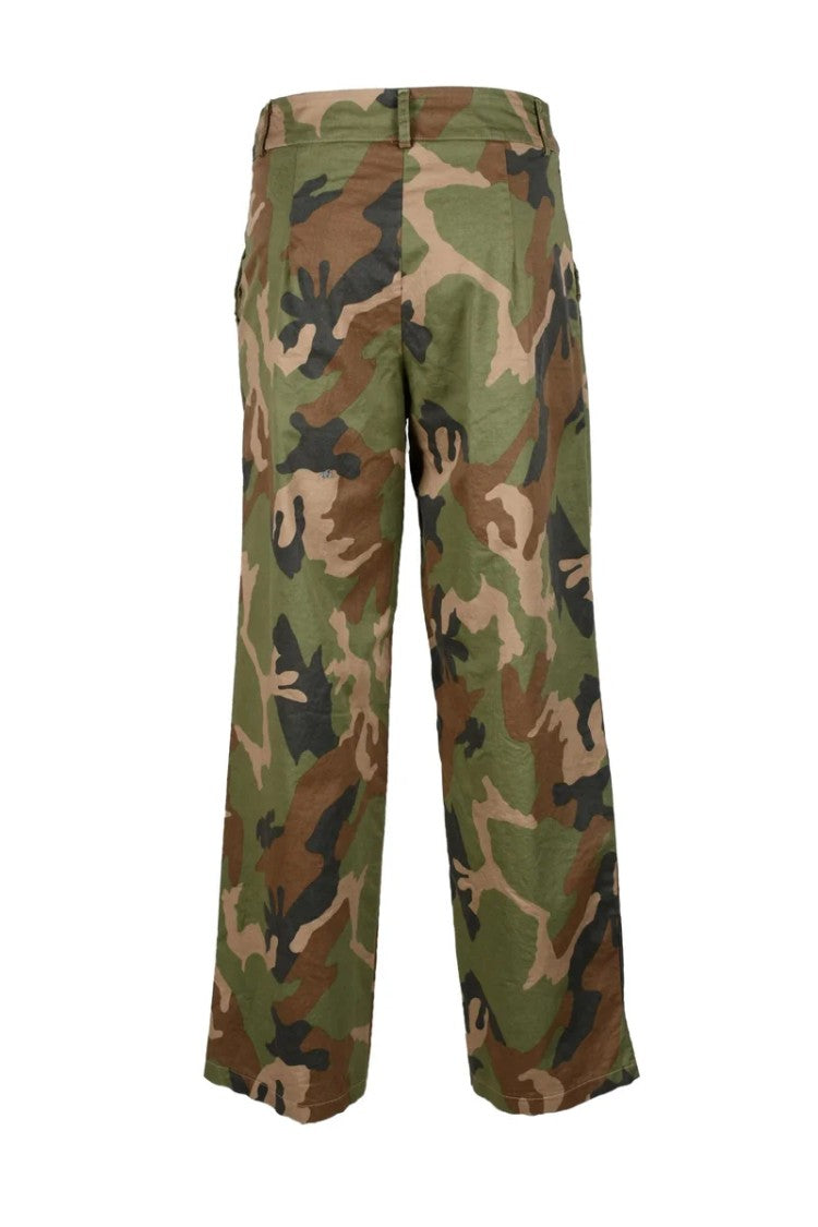 Gil Santucci Cotton Pants With Sequins - Camouflage