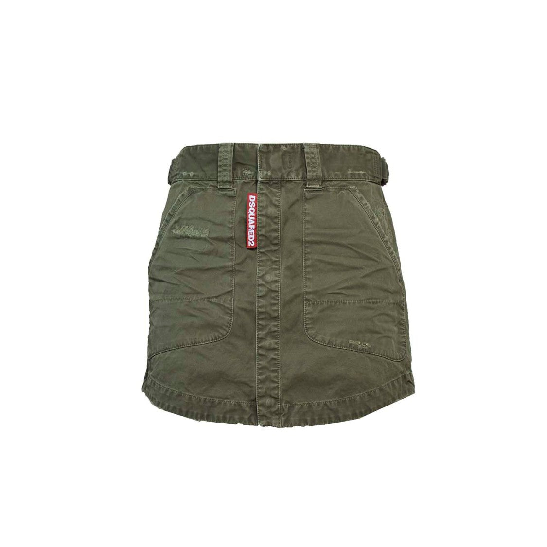 Dsquared2 Green Cotton Military Miniskirt