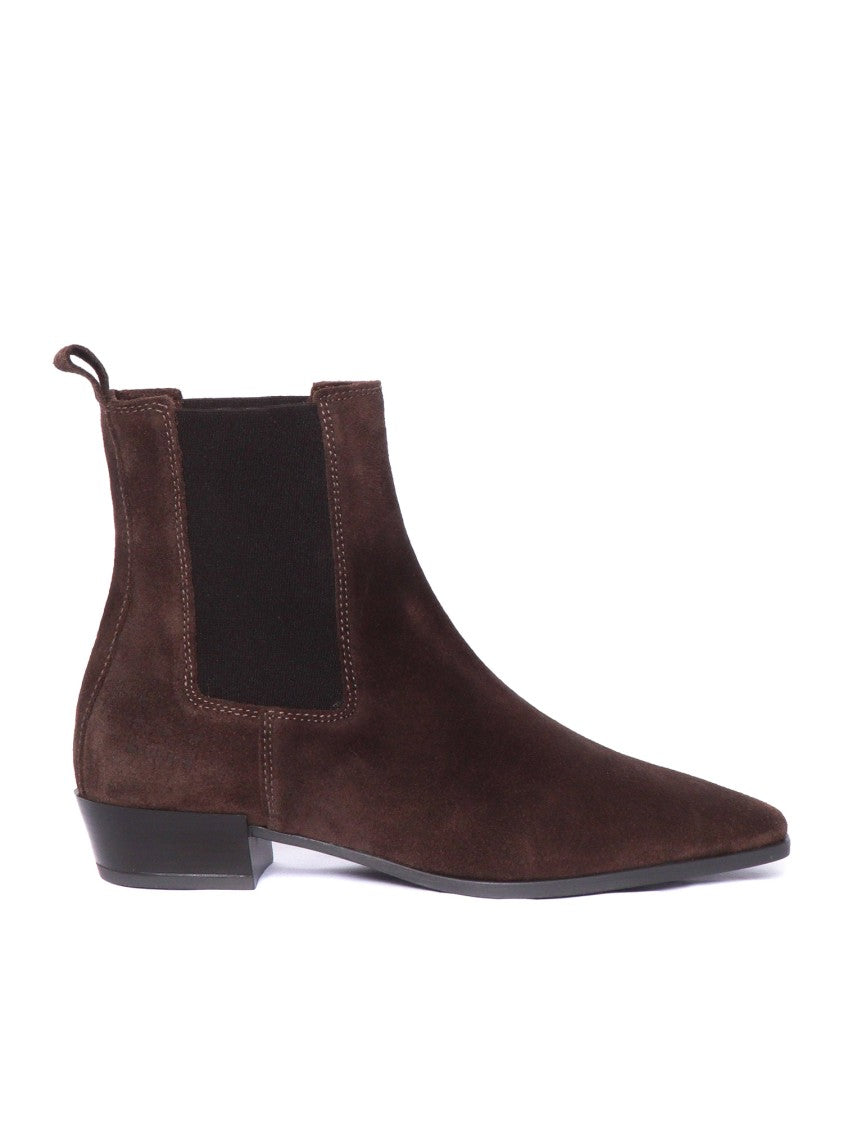 Copenhagen Pointed Toe Calf Suede Ankle Boots