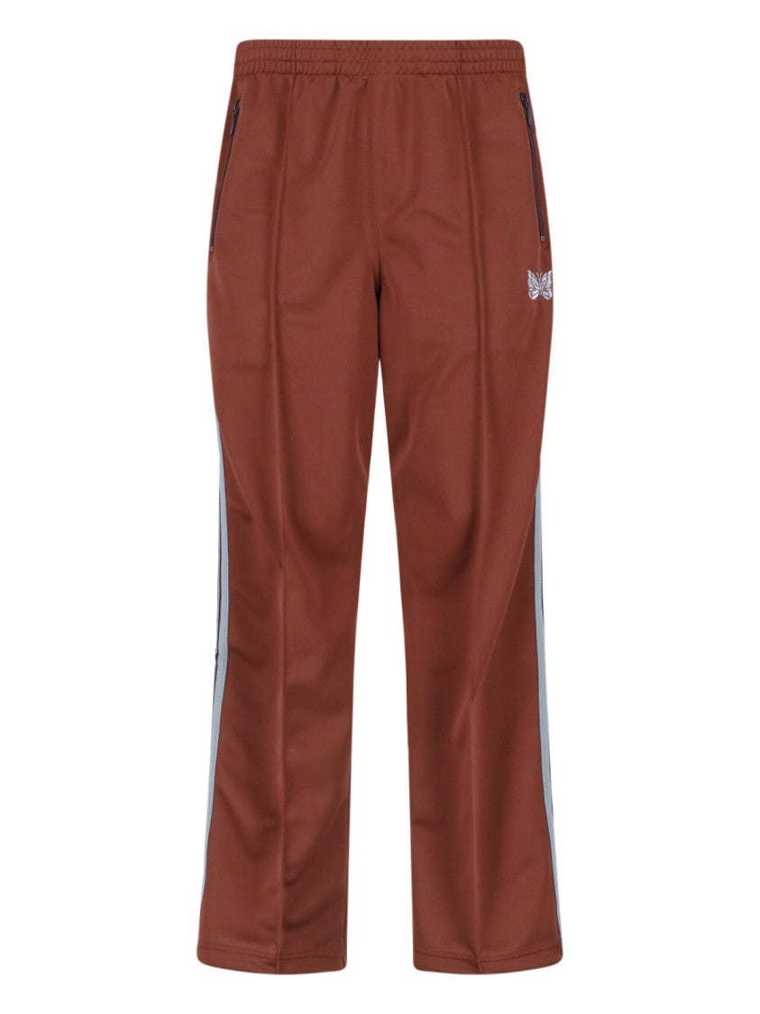 Needles Red Wide-Leg Butterfly Embroidered Track Pants