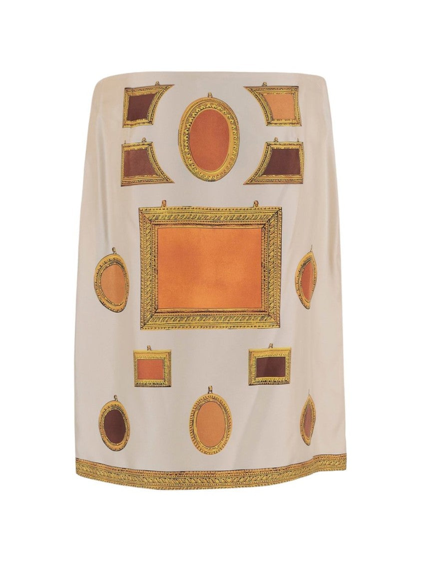 Versace Silk And Nylon Blend Skirt With Ornate Picture Frame Print