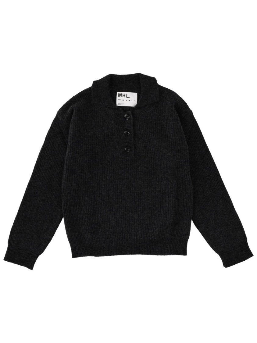 Margaret Howell Grey Lamb Wool Polo Shirt