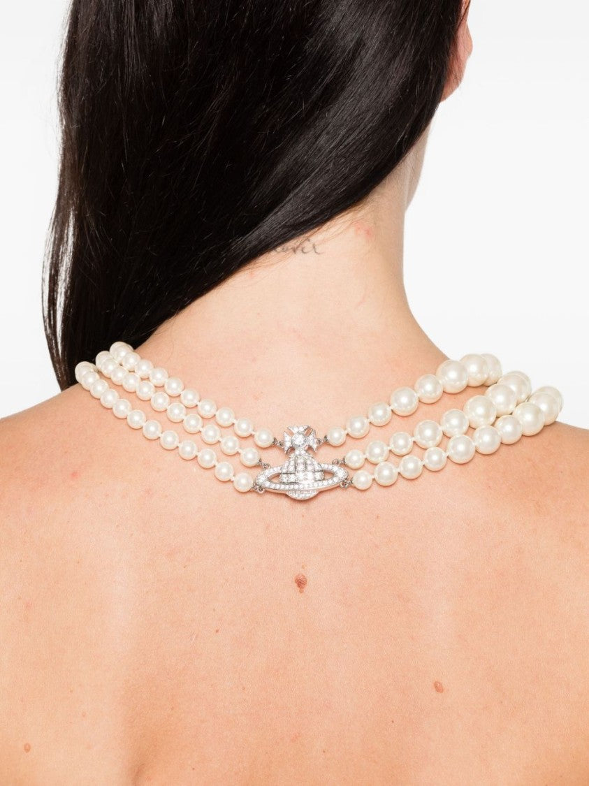 Vivienne Westwood Triple Strand Faux Pearl Orb Necklace
