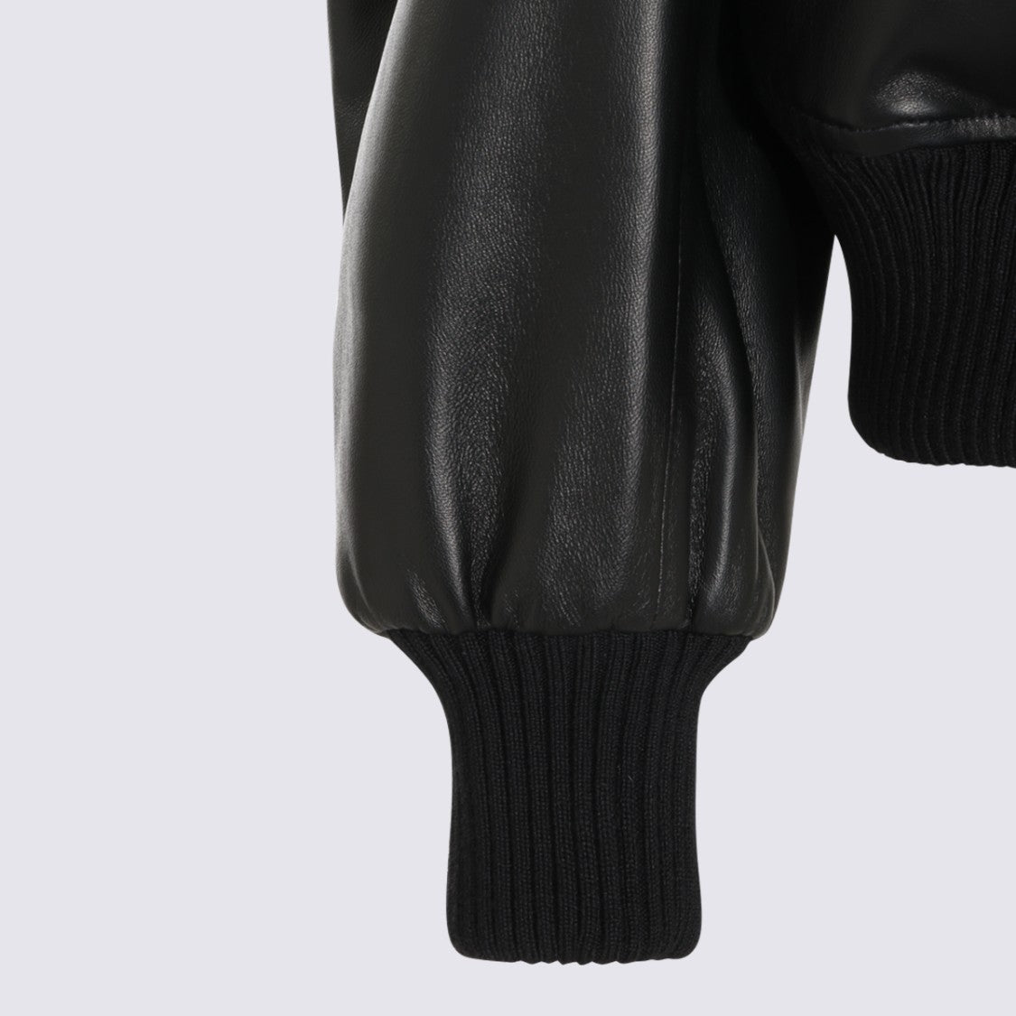 The Attico Smooth Black Leather Jacket With Zippered Pocket