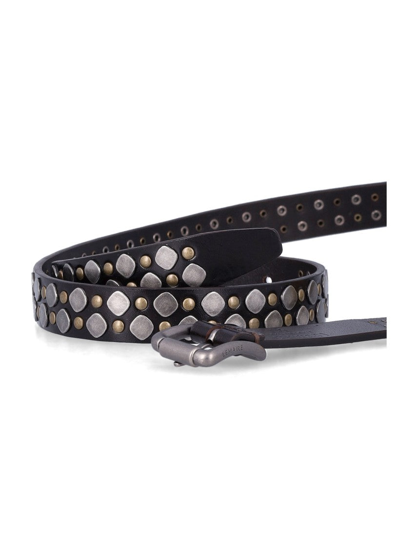 Lemaire Rio Studded Leather Belt With Matched Metal Buckle