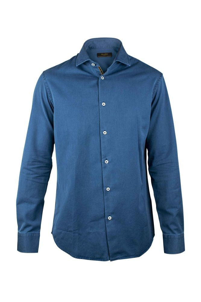 Moorer Blue Slim Fit Casual Shirt