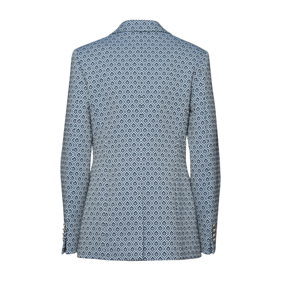 Etro Single-Breasted Blue Jacquard Jacket With Medallion Motif