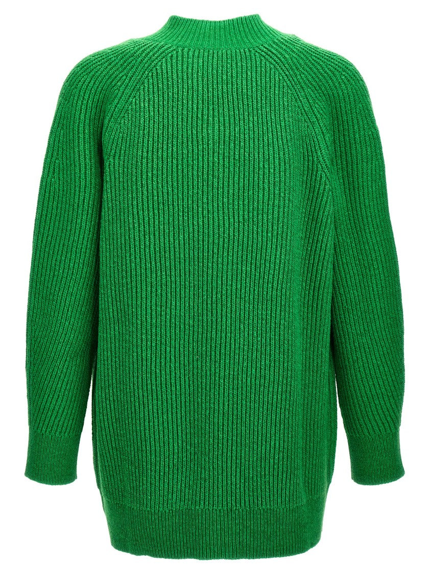 Jil Sander V-Neck Oversized Cotton Blend Sweater
