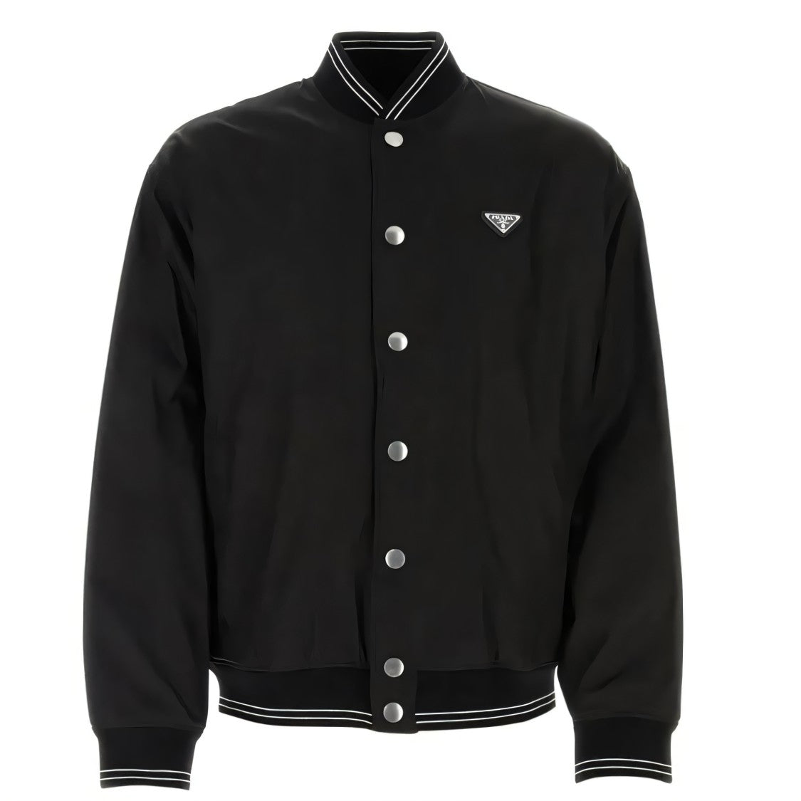 Prada Black Nylon Bomber Jacket With Classic Silhouette