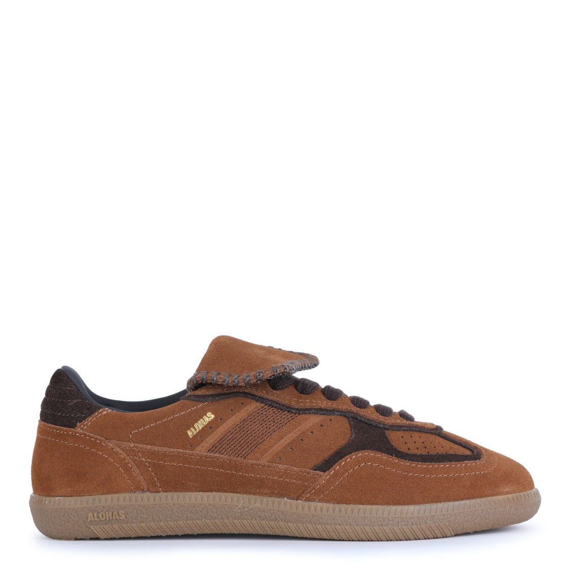 Alohas Brown Leather Lace Cover Tab Contrast Sneakers