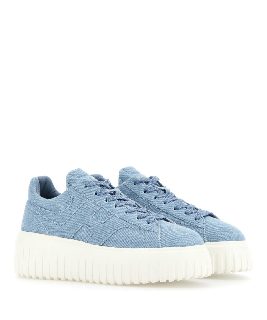 Hogan Textured Denim Platform Sneakers