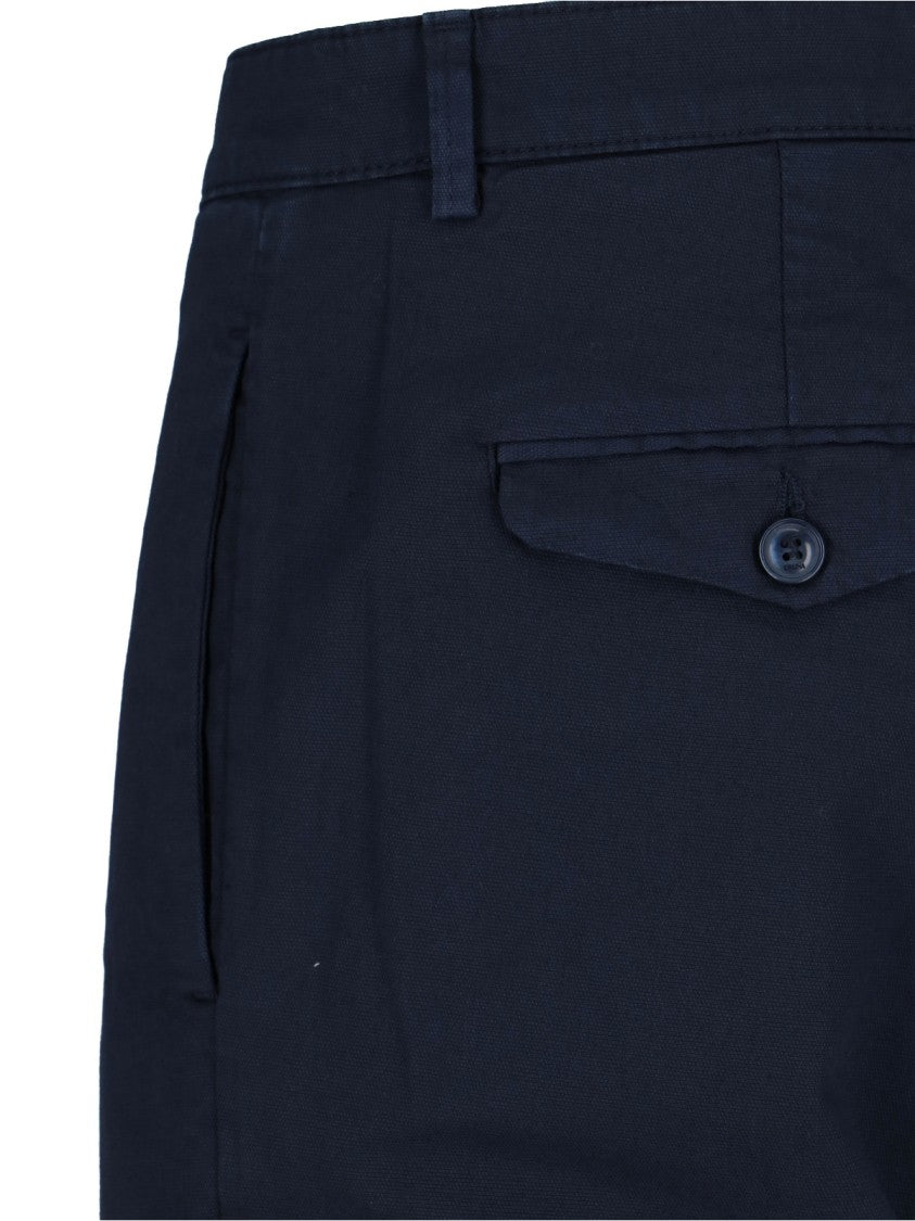Cruna Navy Cotton Chinos With Straight Leg Design