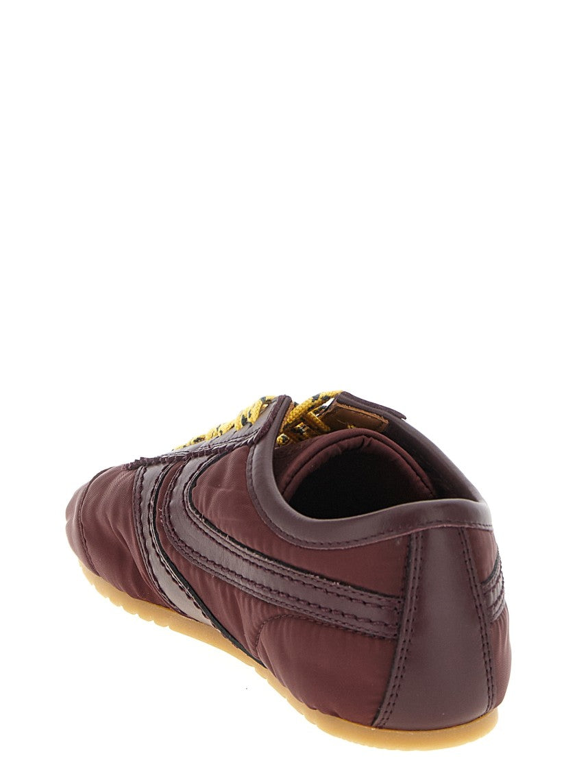 Dries Van Noten Burgundy Nylon Sneakers With Leather Detailing