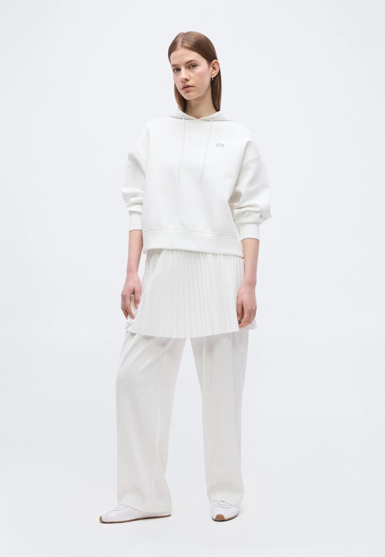 Lacoste White Oversized Minimalist Hooded Sweatshirt